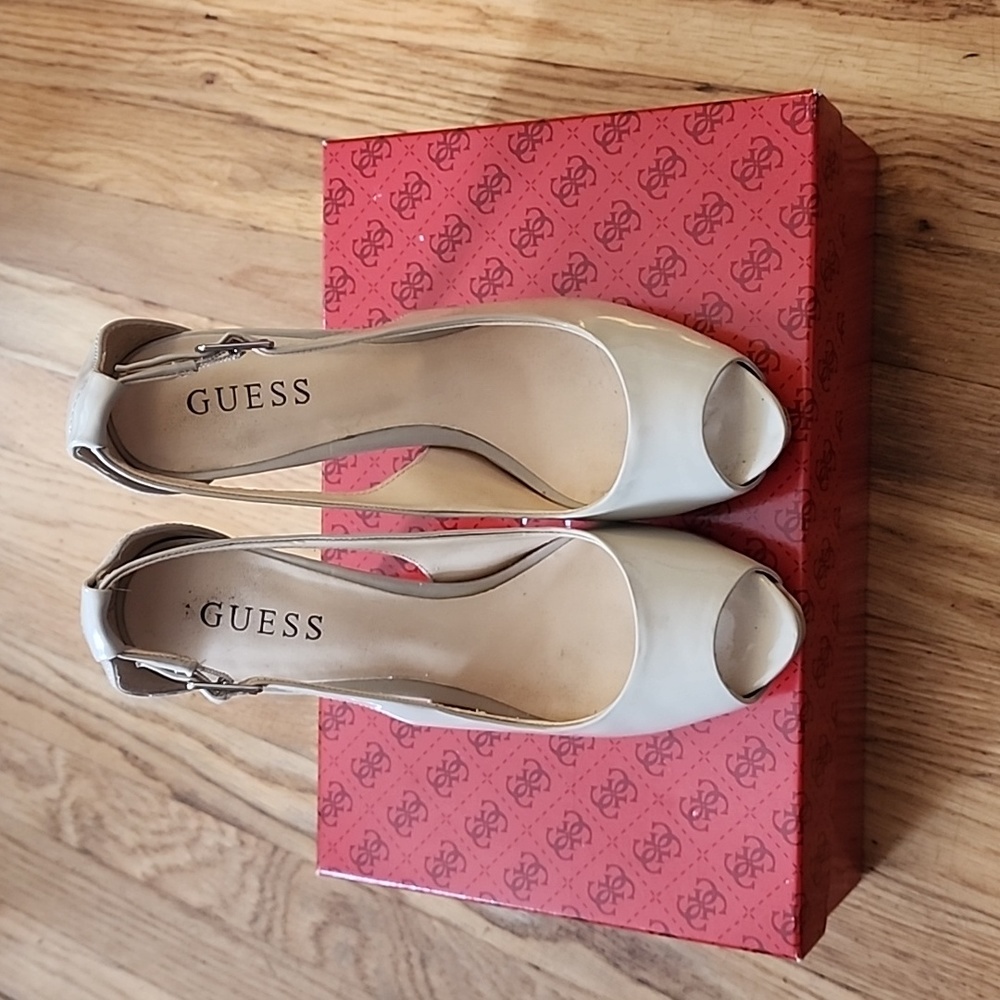 High heel platform, beige, size 7.5